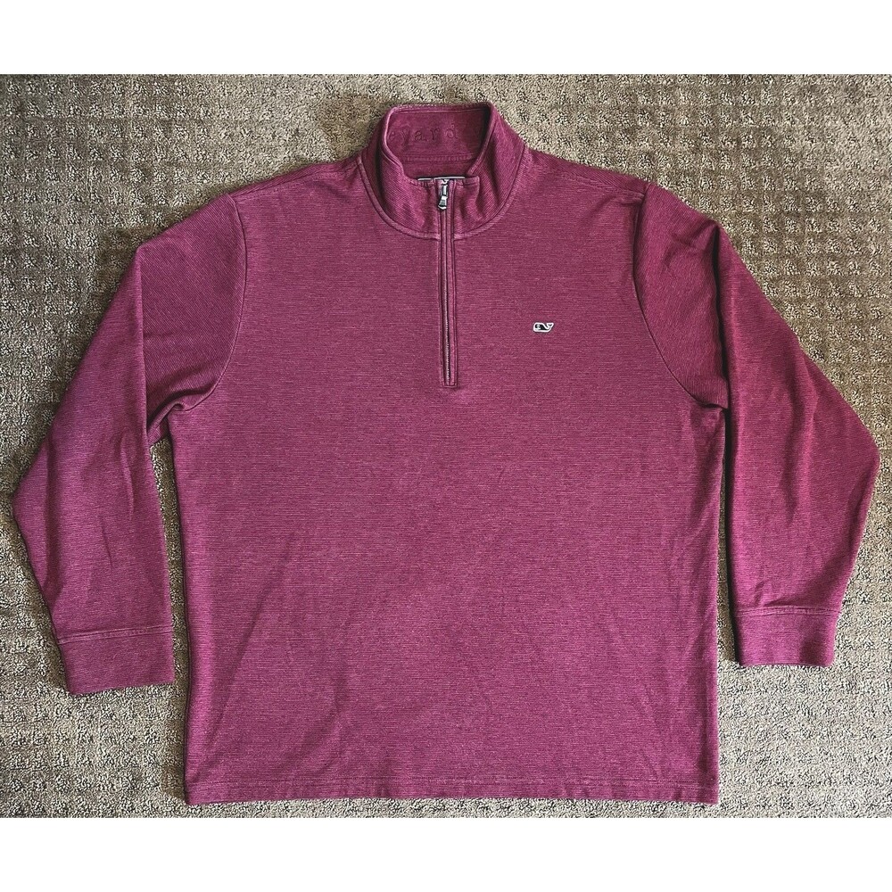Vineyard Vines Shep & Ian 1/4 Zip Pullover Maroon/Burgandy Mock Neck Mens XL